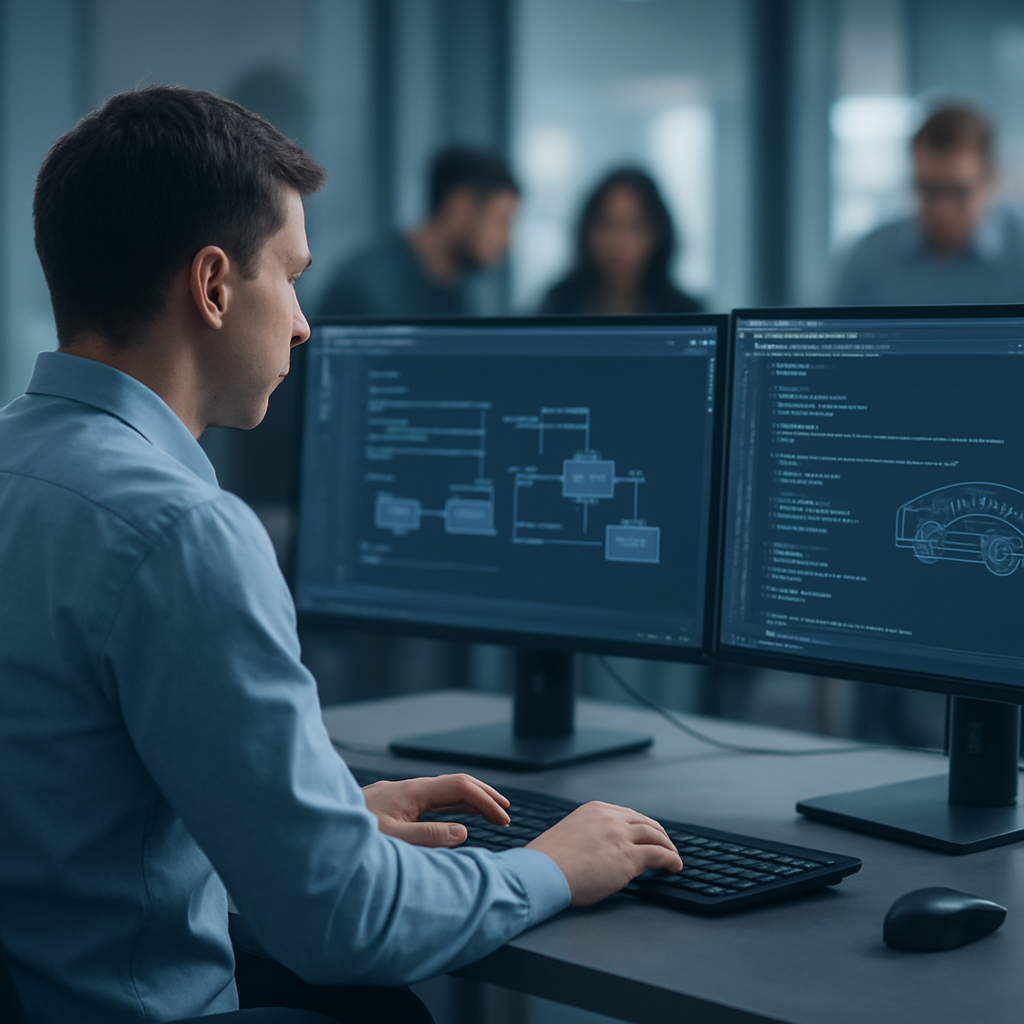 Engineering-Team bei der Arbeit an Software-Prozessen